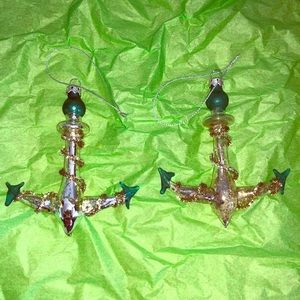 2 beach glass Anchor ornaments